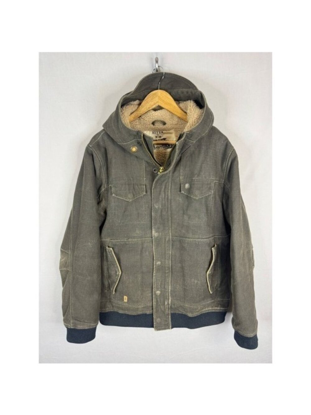 Sitka  Mens Sherpa Lined Canvas Hooded Hudson Jacket Brown Medium